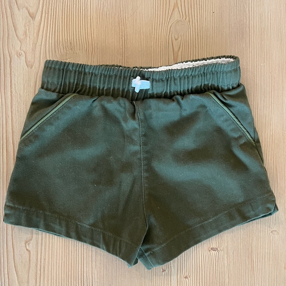 Green Elastic Waist Shorts